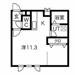 ドゥアズガーデン 1Kの間取図画像