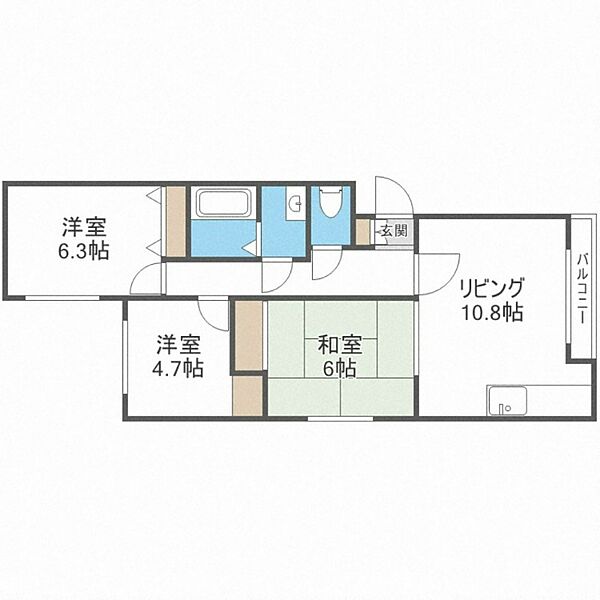 北海道札幌市南区南三十一条西8丁目(賃貸マンション3LDK・1階・62.14㎡)の写真 その2