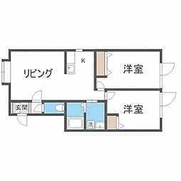 ソレイユ石山 1階2LDKの間取り