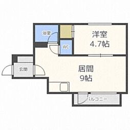 ブローニュ澄川 1LDKの間取図画像