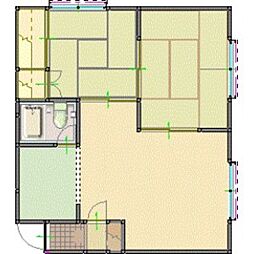 ハイツリバーサイド 2階2LDKの間取り