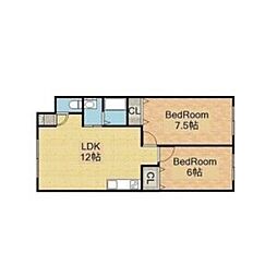 かじのハイツ南沢 2階2LDKの間取り