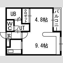 ホークメゾン札幌2号館 1LDKの間取図画像