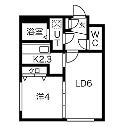 アンコール・澄川 1LDKの間取図画像