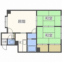 パレーシャルK-2 2LDKの間取図画像