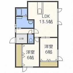 Decent川沿 2LDKの間取図画像