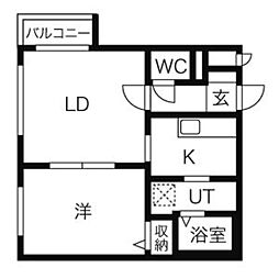 エルサコート澄川 1LDKの間取図画像