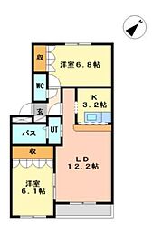 カーサグランデ 2LDKの間取図画像