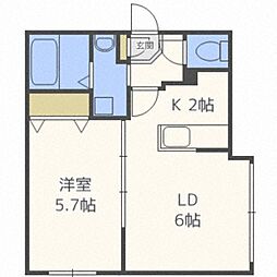 ビクトワール澄川 1LDKの間取図画像