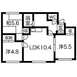澄川コート 3DKの間取図画像