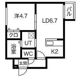 フェリオ真駒内 1LDKの間取図画像