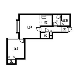 フローラ 1LDKの間取図画像