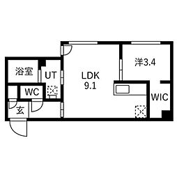 Proud3・4(プラウド3・4) 1LDKの間取図画像