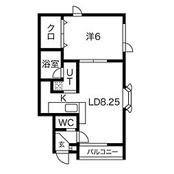 ロッキーマンション 1LDKの間取図画像