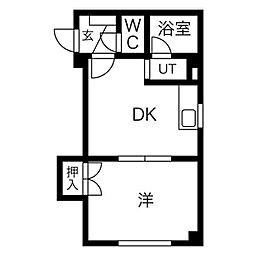 北海ビル 1DKの間取図画像