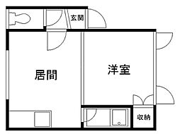 三曜ハイツNo,1 1DKの間取図画像