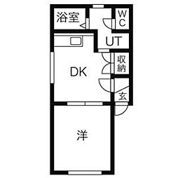 カリン 1DKの間取図画像