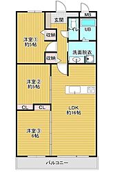 朝日プラザ大橋南 3LDKの間取図画像