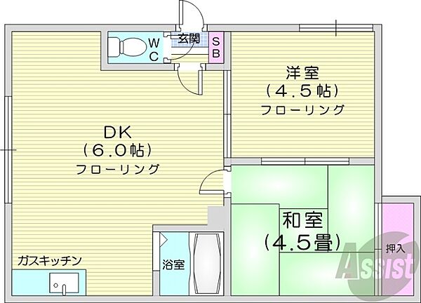 北海道札幌市北区北三十五条西7丁目(賃貸アパート2DK・1階・31.35㎡)の写真 その2