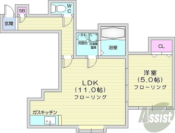 北海道札幌市東区北五十一条東2丁目(賃貸アパート1LDK・1階・33.72㎡)の写真 その2