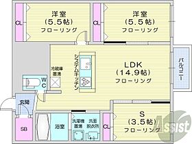 北海道札幌市中央区宮の森二条10丁目（賃貸マンション2LDK・4階・65.50㎡） その2