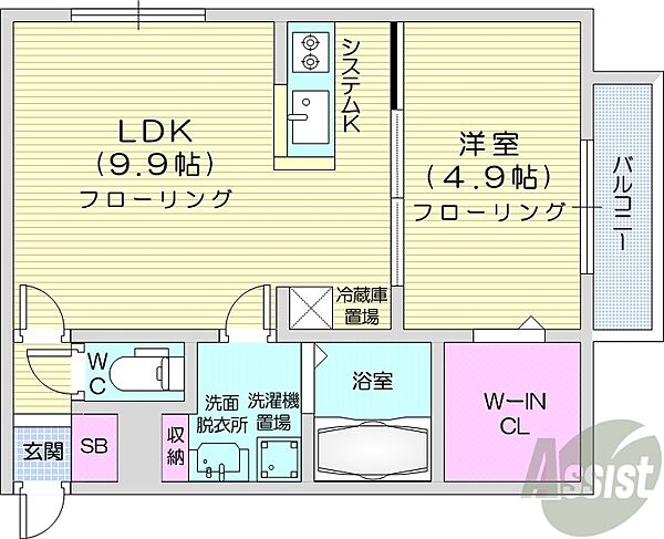 北海道札幌市中央区南四条西20丁目(賃貸マンション1LDK・1階・37.10㎡)の写真 その2