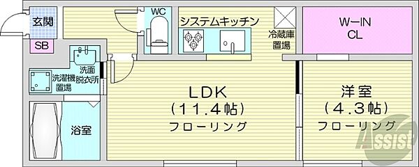 北海道札幌市中央区南十五条西9丁目(賃貸マンション1LDK・1階・40.42㎡)の写真 その2