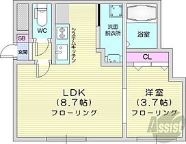 北海道札幌市中央区南七条西26丁目（賃貸マンション1LDK・3階・33.21㎡） その2