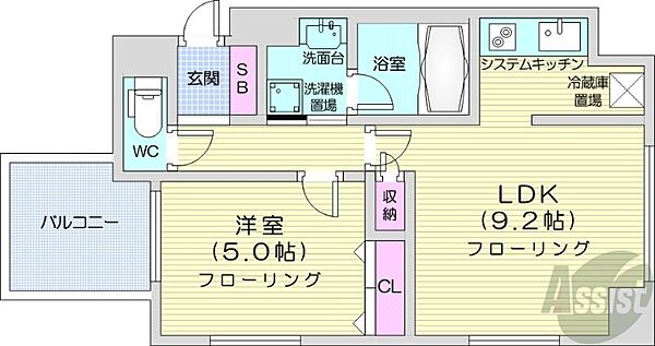 北海道札幌市中央区南一条東6丁目(賃貸マンション1LDK・12階・35.19㎡)の写真 その2
