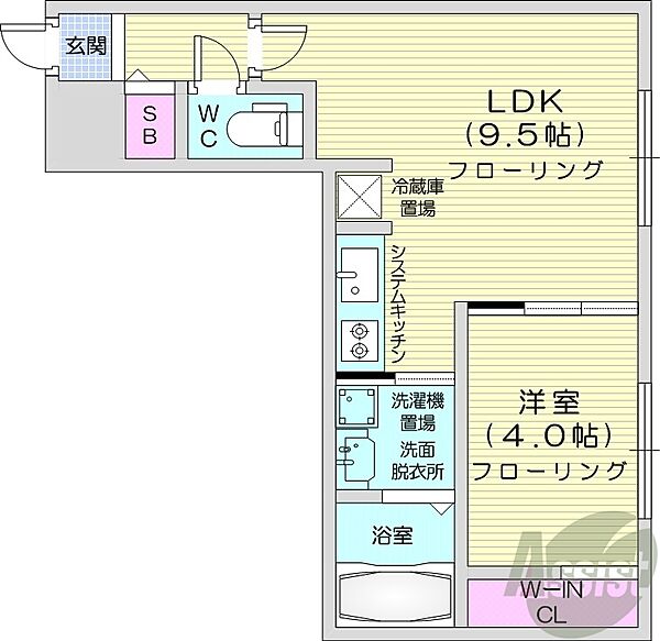 北海道札幌市中央区南八条西5丁目(賃貸マンション1LDK・3階・34.04㎡)の写真 その2
