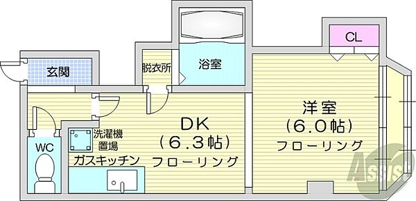 北海道札幌市北区北三十四条西6丁目(賃貸マンション1DK・2階・28.52㎡)の写真 その2
