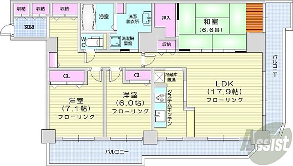 北海道札幌市中央区北三条西16丁目(賃貸マンション3LDK・13階・87.24㎡)の写真 その2