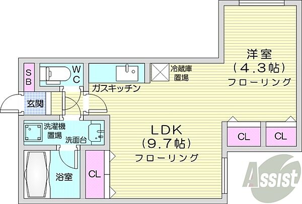 北海道札幌市中央区北六条西23丁目(賃貸マンション1LDK・4階・30.00㎡)の写真 その2