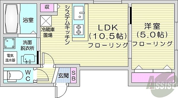北海道札幌市北区北二十一条西3丁目(賃貸マンション1LDK・3階・35.13㎡)の写真 その2