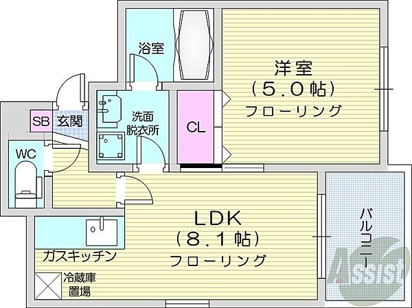 北海道札幌市東区北三十五条東16丁目(賃貸マンション1LDK・6階・31.31㎡)の写真 その2