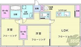 北海道札幌市中央区北八条西20丁目（賃貸マンション2LDK・2階・66.12㎡） その2