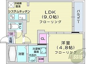 MesigGreen  ｜ 北海道札幌市北区北六条西8丁目（賃貸マンション1LDK・1階・34.62㎡） その2