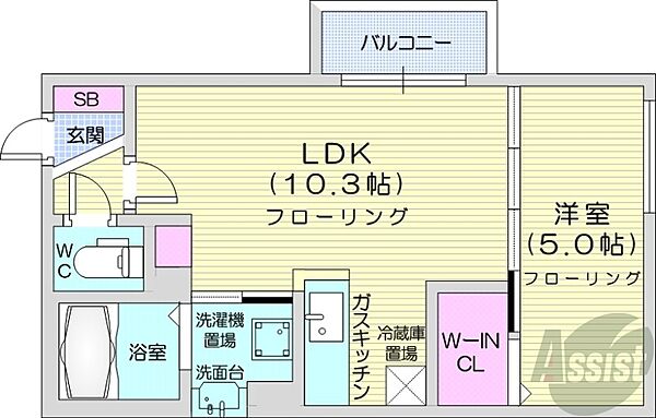 北海道札幌市中央区南二十二条西9丁目(賃貸マンション1LDK・3階・34.85㎡)の写真 その2