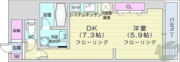 北海道札幌市中央区北二条西28丁目(賃貸マンション1DK・3階・37.00㎡)の写真 その2