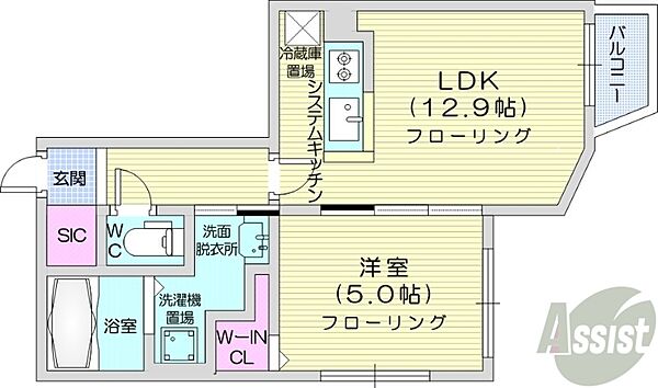 北海道札幌市中央区南二十二条西6丁目(賃貸マンション1LDK・3階・42.41㎡)の写真 その2