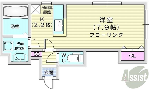 マンダリン北7条 ｜北海道札幌市北区北七条西8丁目(賃貸マンション1K・2階・26.57㎡)の写真 その2