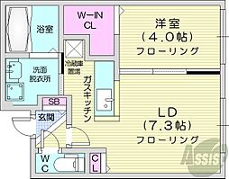 札幌市営東西線 西28丁目駅 徒歩14分の賃貸マンション 3階1LDKの間取り