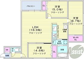 北海道札幌市西区発寒一条3丁目（賃貸マンション3LDK・1階・70.10㎡） その2