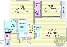 北海道札幌市西区琴似一条5丁目（賃貸マンション2LDK・2階・56.25㎡） その2