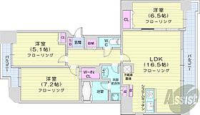 クリーンリバーフィネス環状通東イーストコート  ｜ 北海道札幌市東区北十三条東16丁目（賃貸マンション3LDK・15階・74.32㎡） その2