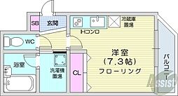 札幌市営東西線 西28丁目駅 徒歩9分の賃貸マンション 3階ワンルームの間取り
