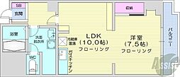 札幌市営南北線 中島公園駅 徒歩4分の賃貸マンション 7階1LDKの間取り