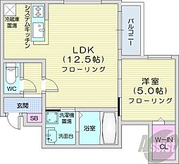 CREANORTH15B 2階1LDKの間取り