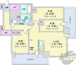 ザ・札幌タワーズイーストタワー 3LDKの間取図画像
