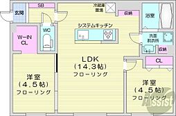 仮)アーバス南円山 2LDKの間取図画像